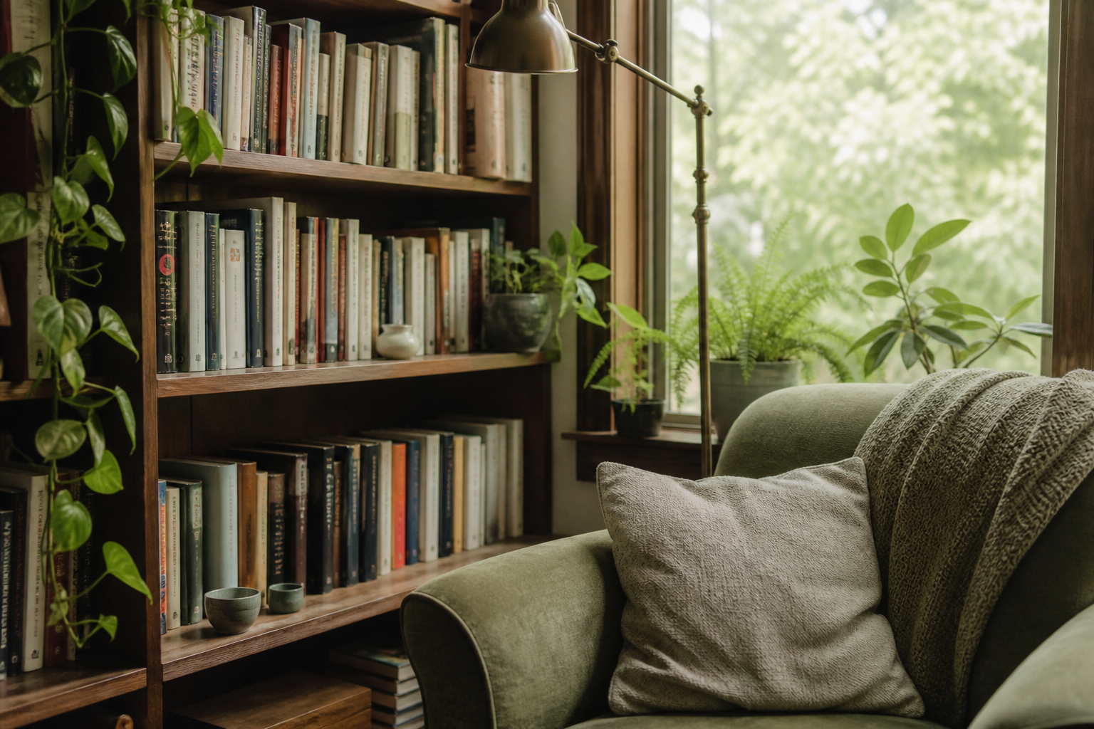 Memoirs and essay collections on a bookshelf